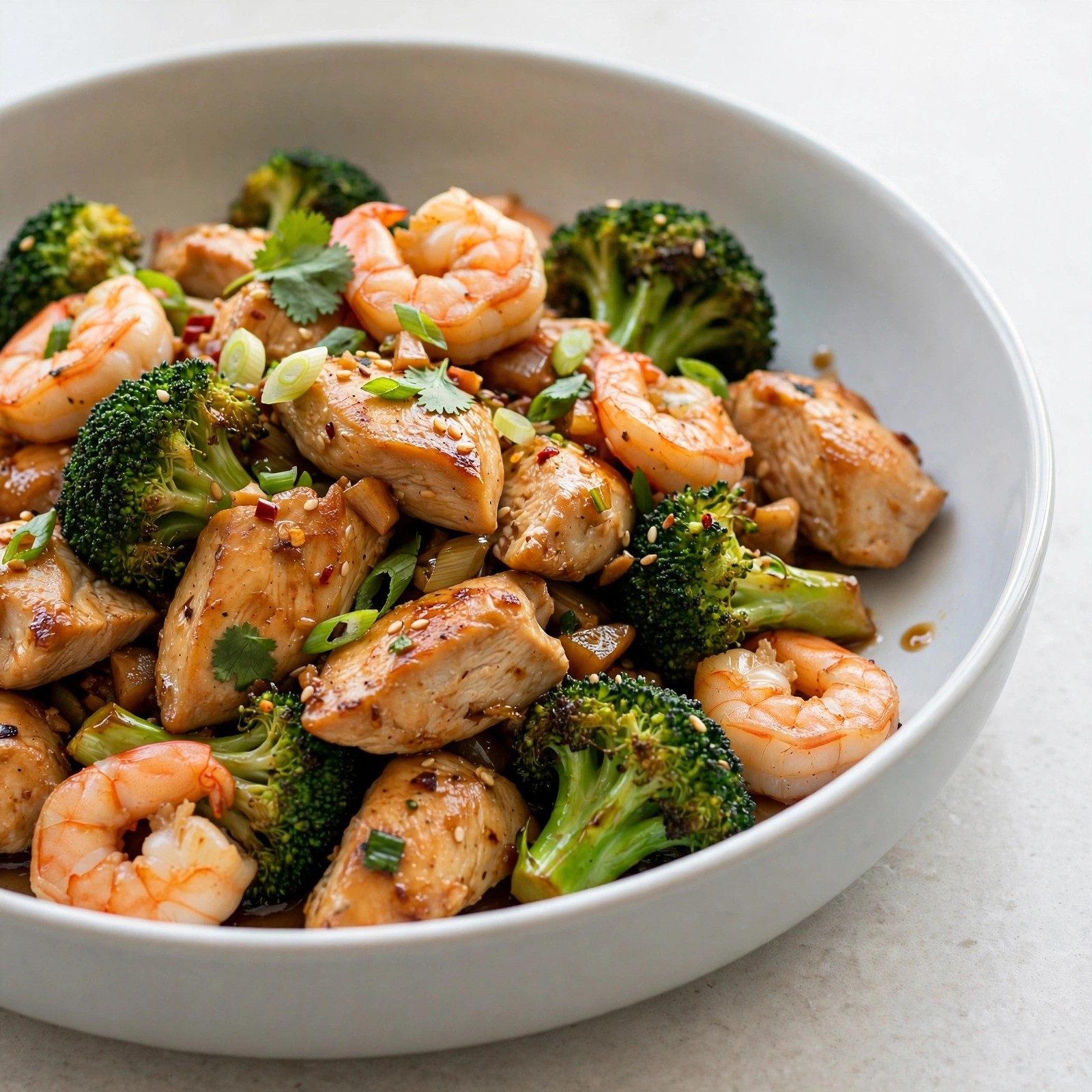 Chicken and Shrimp Stir Fry with Broccoli