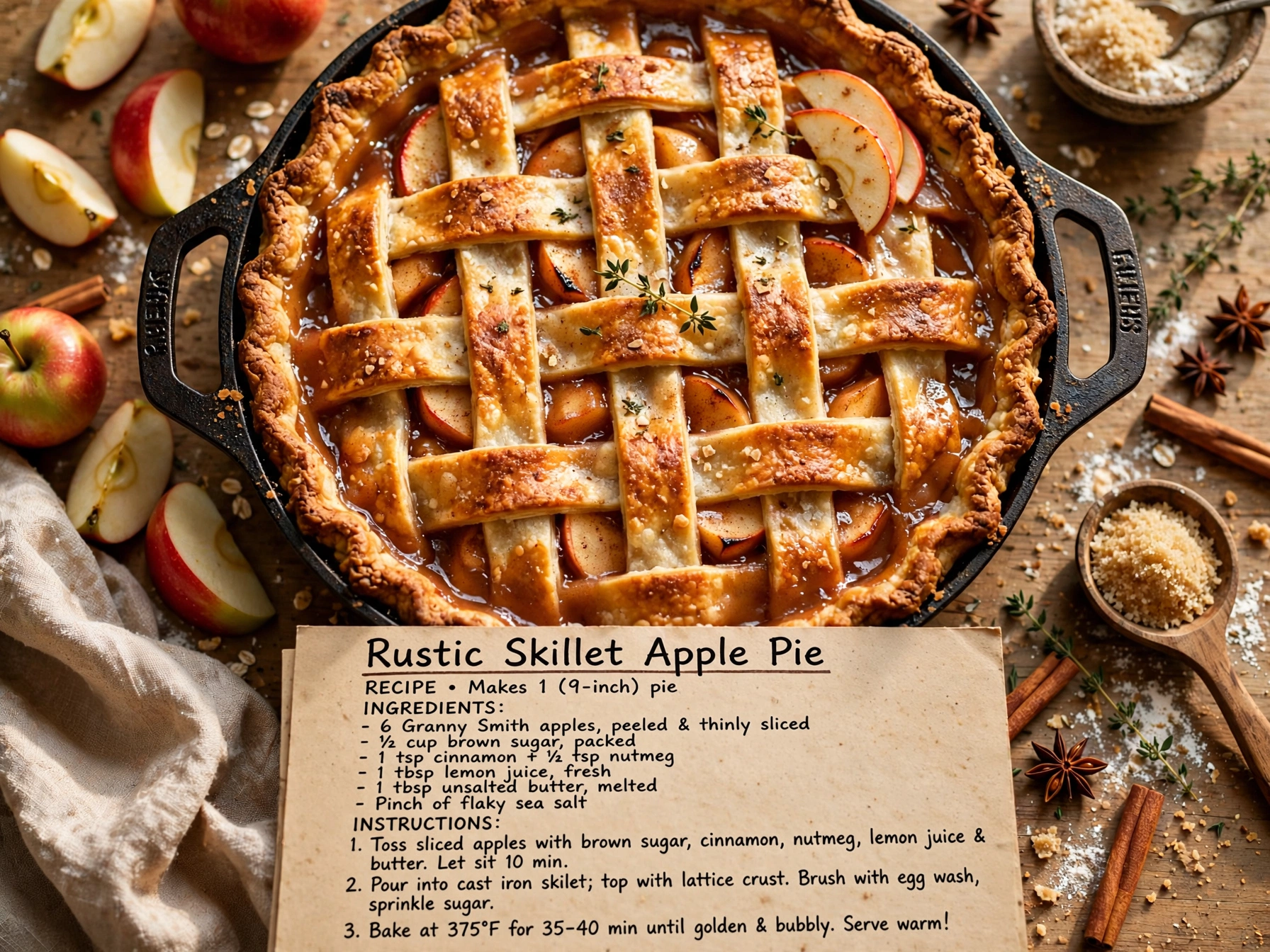 Rustic Skillet Apple Pie
